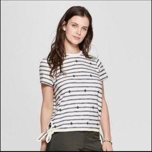 Universal Thread Nautical Diamond Knit Top with Side Ties *